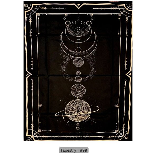 Black Cosmic Moon Space Tapestry Hanging Wall Decor - Picture 1 of 1